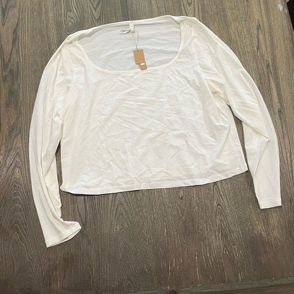NWT Skims Vintage Scoop Long Sleeve T-Shirt Fitted Stretch Marble Size 4X